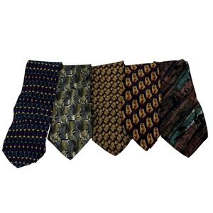 J Garcia Mens Silk Necktie Lot of 5 Abstract Geometric Artistic Ties Birdland